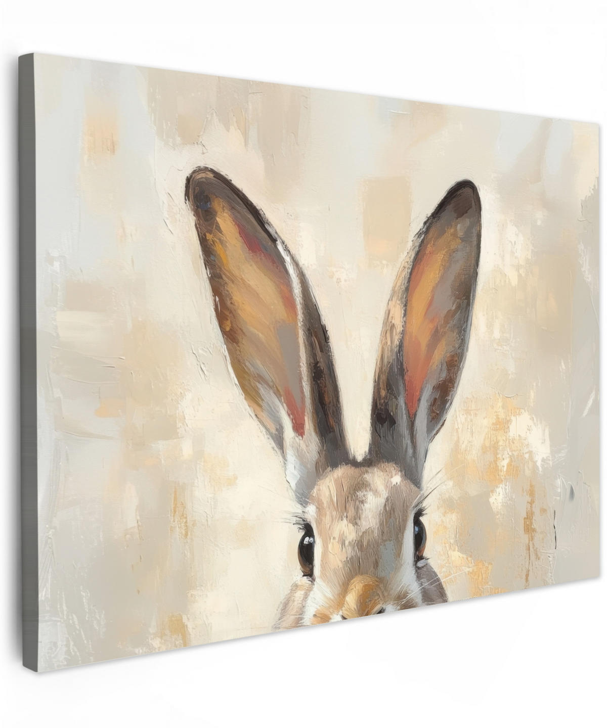 LEINWANDBILD Hase - Ohren - Braun Wandbild 40x30 cm - Beige, Textil (40/30cm) - MuchoWow