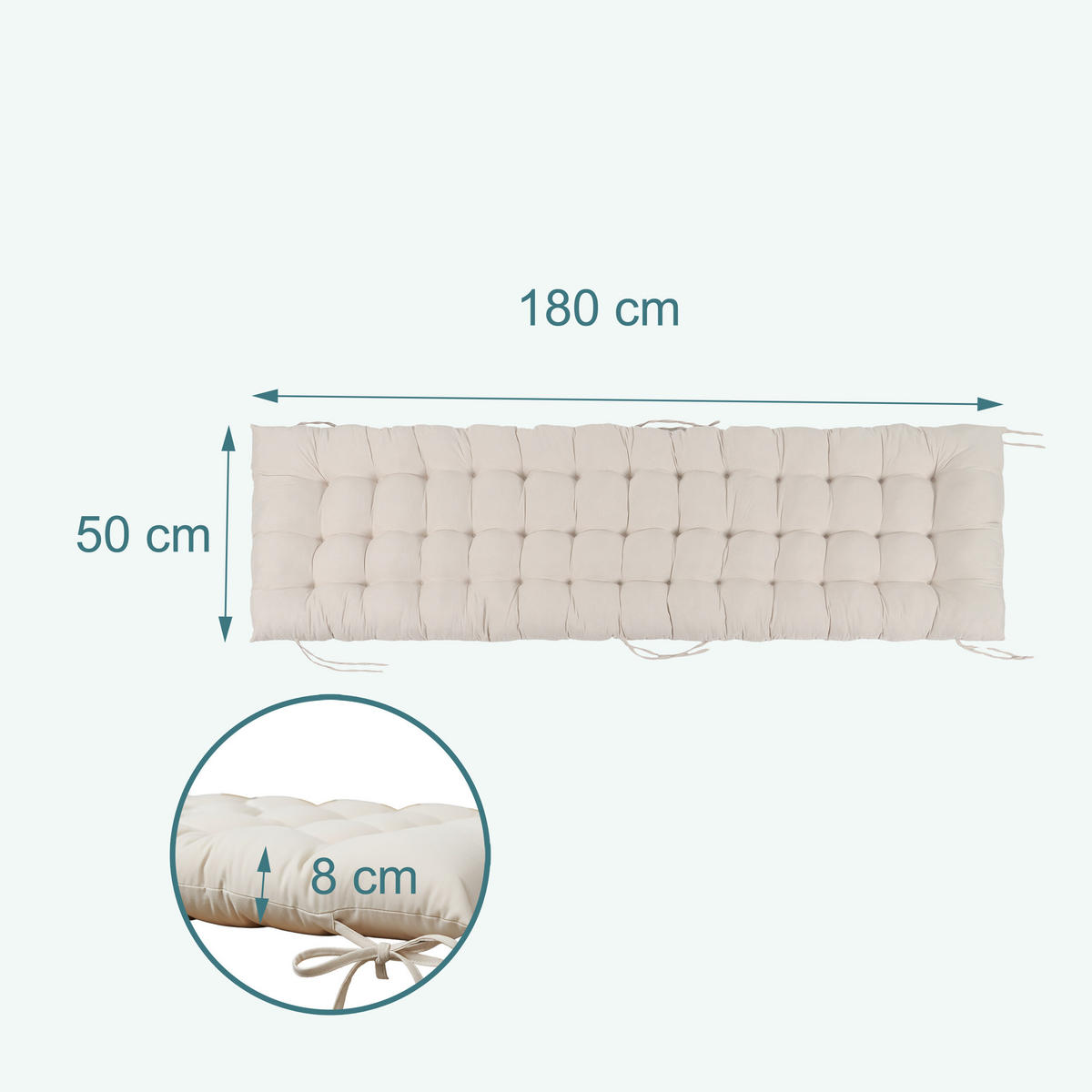 LAVIČKOVÝ sedák - béžová, textil/plast (50/8/180cm) - Relaxdays