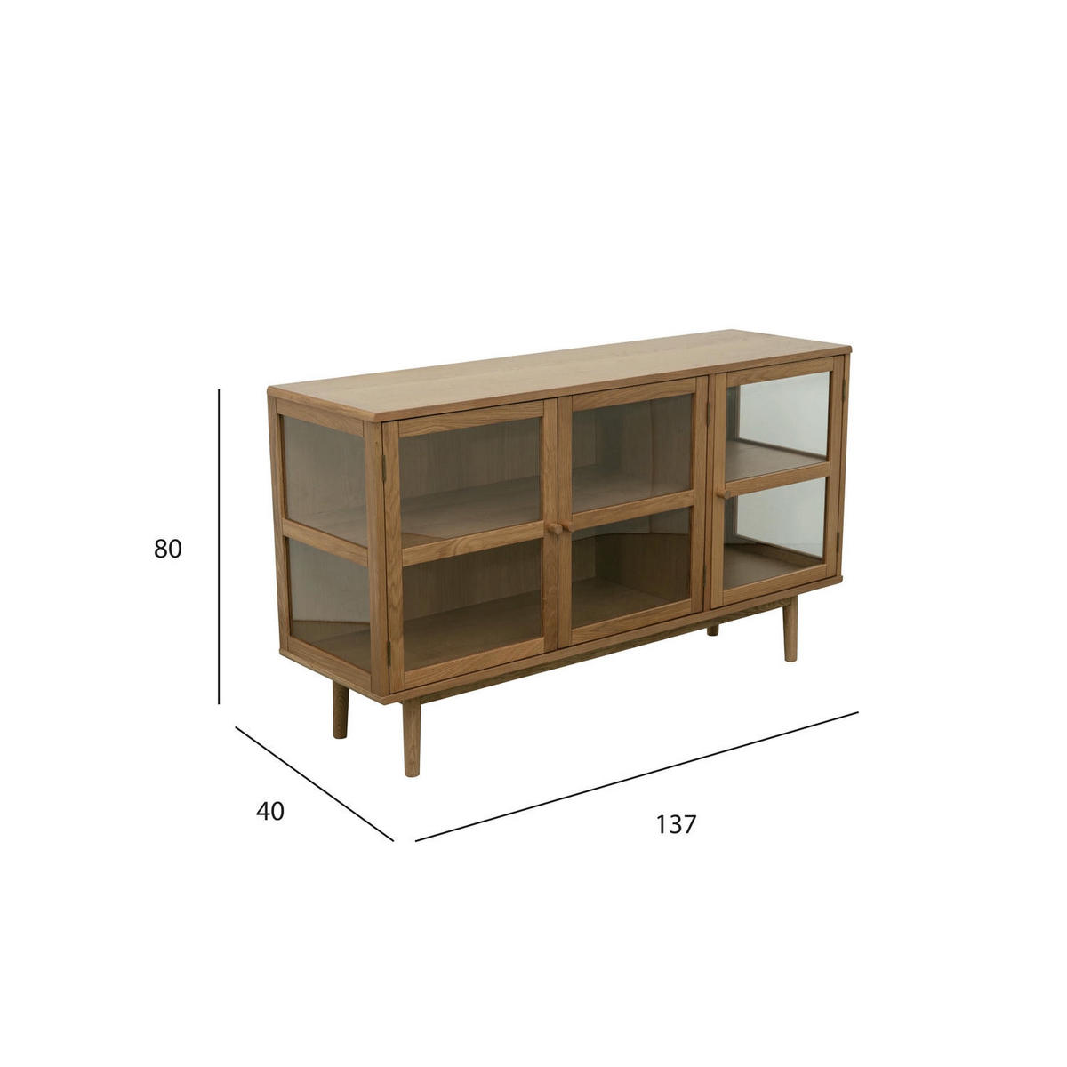 SIDEBOARD Eiche massiv - Eichefarben/Braun, Holz/Holzwerkstoff (137/80/40cm) - Furnhouse