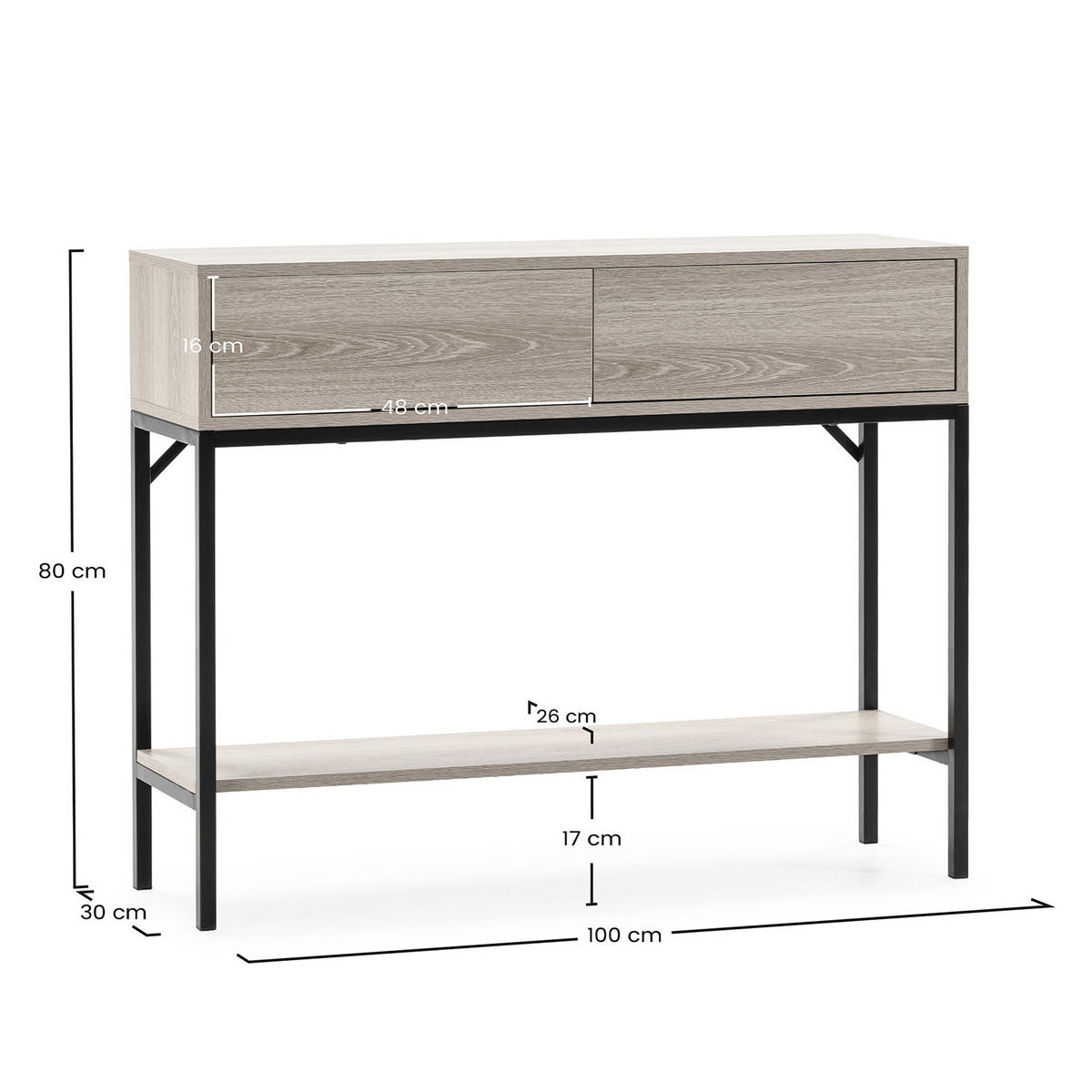 KONSOLENTISCH Auri 2 schubladen Eiche-Optik - Honigeiche, Holzwerkstoff (30/100/80cm) - VS Venta-stock