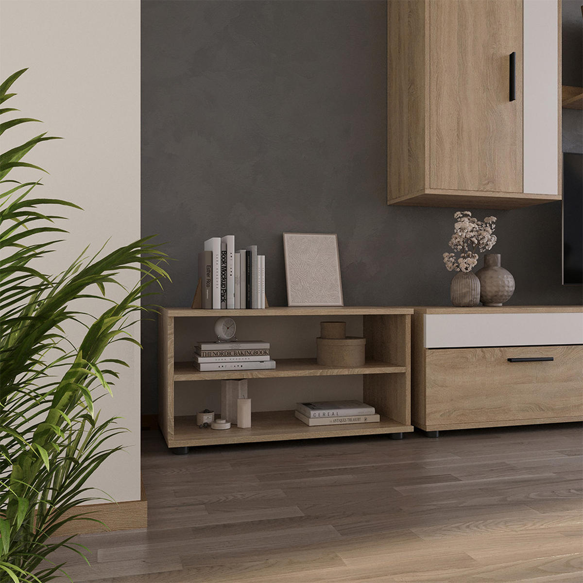 WOHNZIMMERSCHRANK Berno Sonoma 70.8 x 38.9 cm mit 2 Fächern - Sonoma Eiche, Holzwerkstoff (70.8/38.9/35.3cm) - Vicco