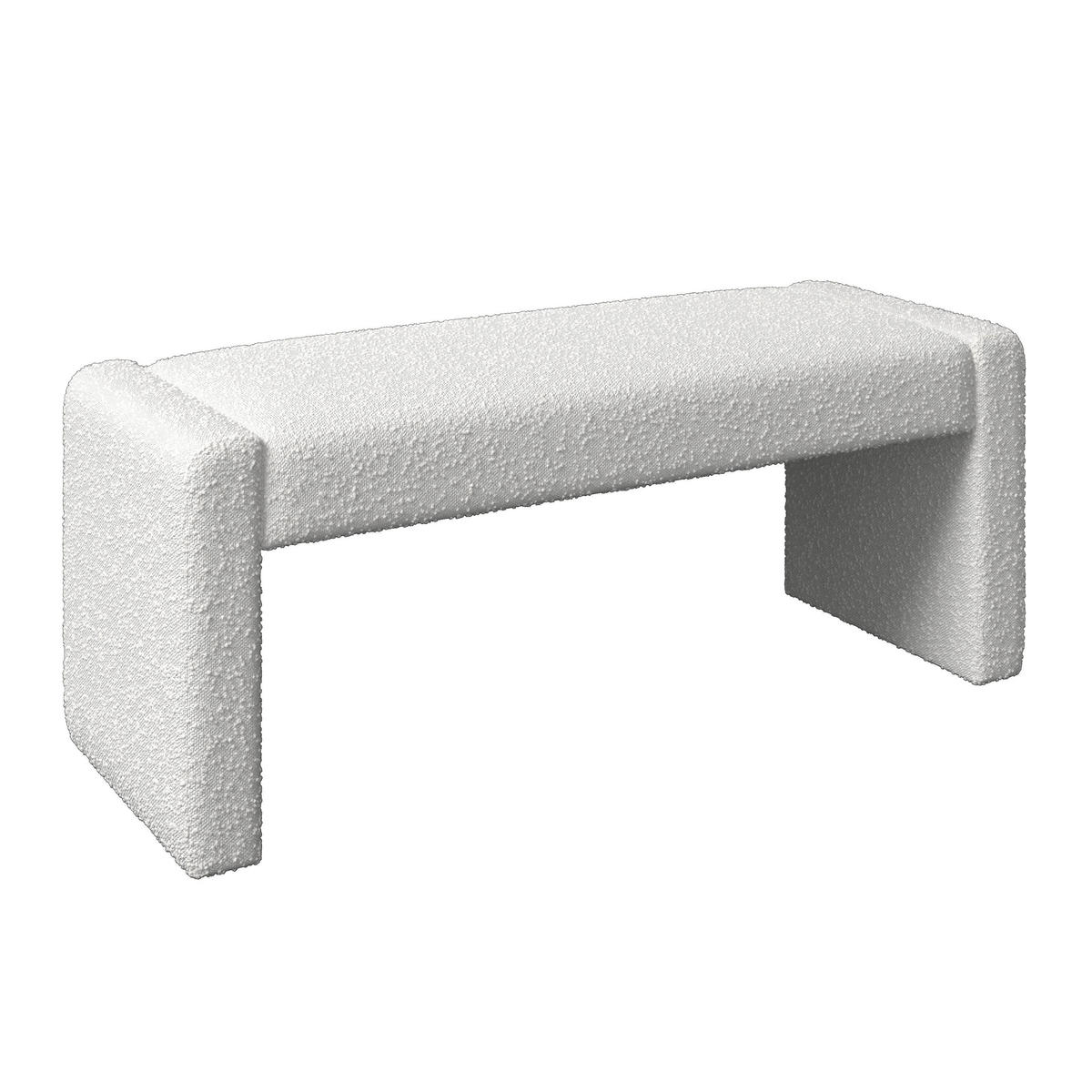 SITZBANK Andrea Weiß Bouclé Gepolstert - Weiß, Holz (123/50/45cm) - Bessagi Home