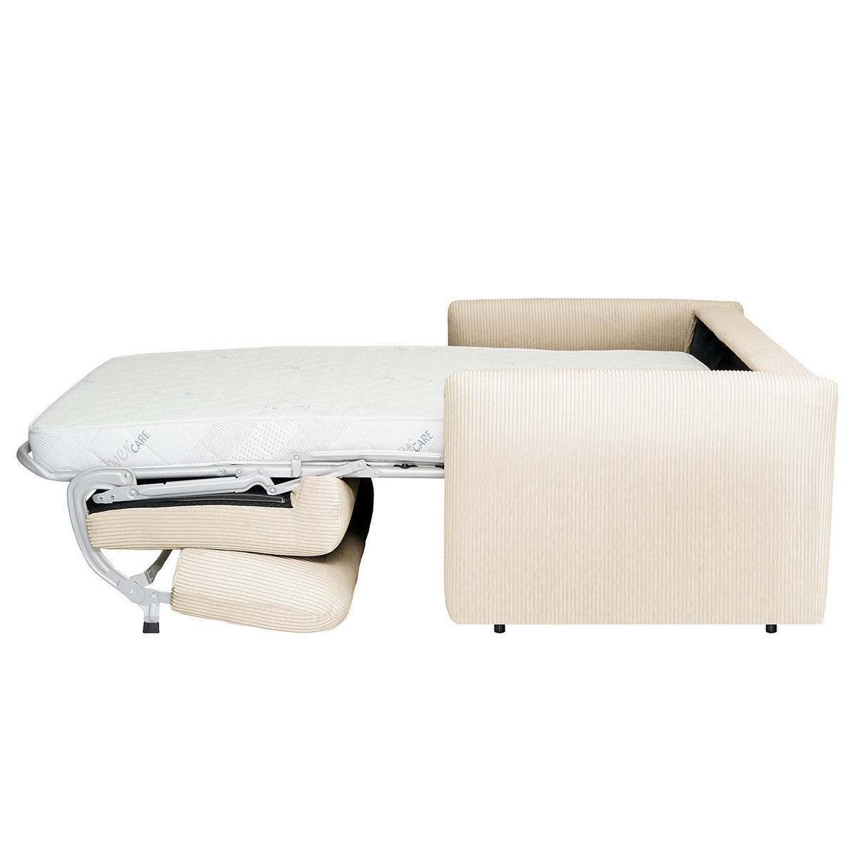 SCHLAFSOFA mit Matratze - Creme/Schwarz, Kunststoff/Textil (194/86/104cm) - home24