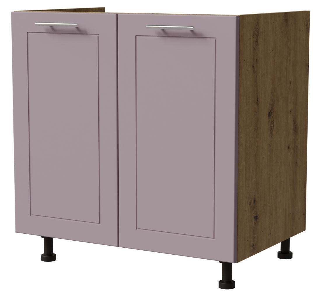 SPÜLENUNTERSCHRANK Bari D8Z/80 Eiche Artisan / RAL 4009 pastellviolett 80 / 50 / 82cm - Violett/Eiche Artisan, Holz/Holzwerkstoff (80/82/50cm) - Feldmann-Wohnen
