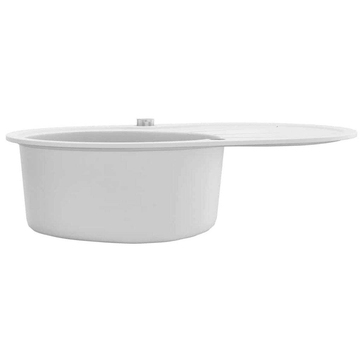 GRANITSPÜLE Einzelbecken Oval Weiss - Weiß, Stein (49/20.5/77cm) - vidaXL