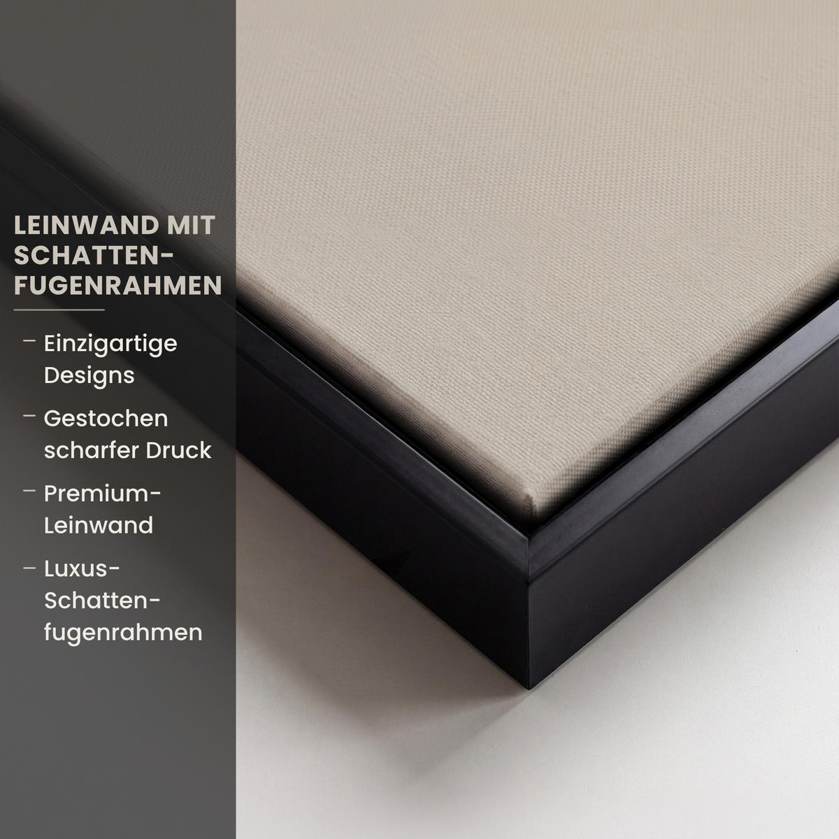 LEINWAND Bilder mit Rahmen - Pampasgras - Federn - Pastell - Weiß - 90x90 - Naturfarben, Textil (90/90cm) - MuchoWow
