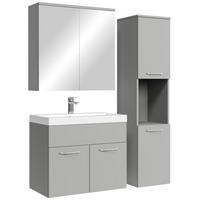 BADMÖBEL-SET Montreal 4 Teile Spiegelschrank Grau Matt - 60 x 35 x 51 cm - Grau, Holz (60/51/35cm) - Badplaats