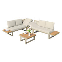LOUNGEGARNITUR aus Stahl & Polyester Beige mit umbaubarer Liegefunktion - Beige, Metall - Modfu