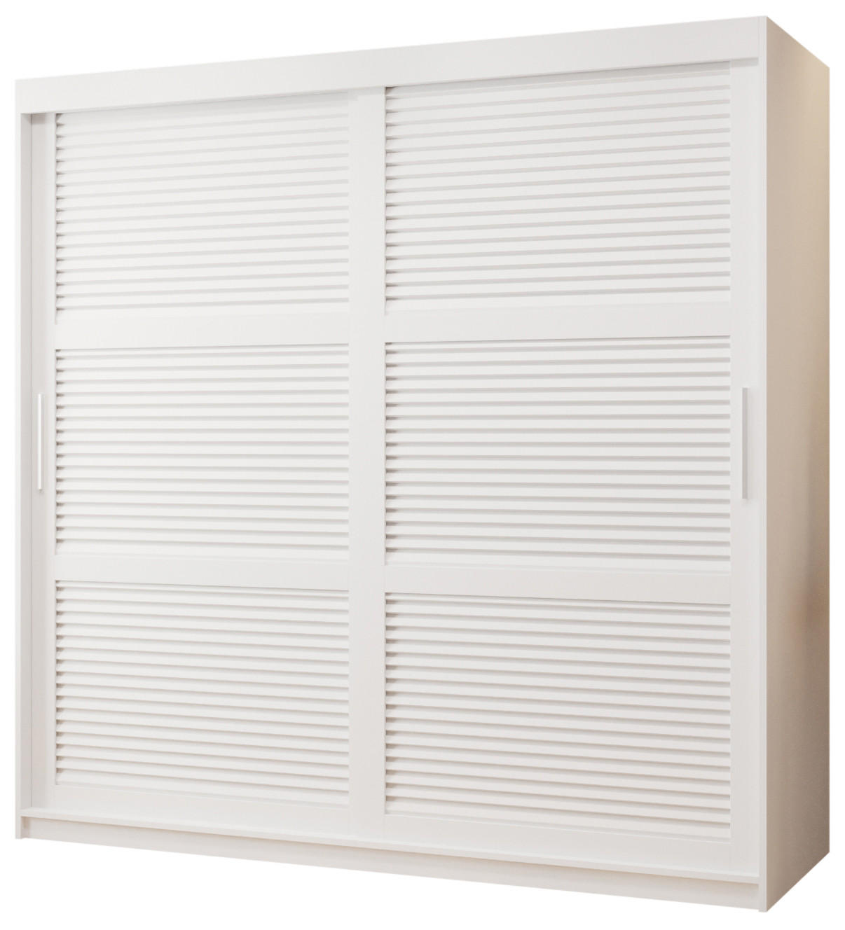 SCHWEBETÜRENSCHRANK 200/180/62 2-türig - Silberfarben/Weiß, Holz/Kunststoff (180/200/62cm) - MÖBEL KRYSPOL