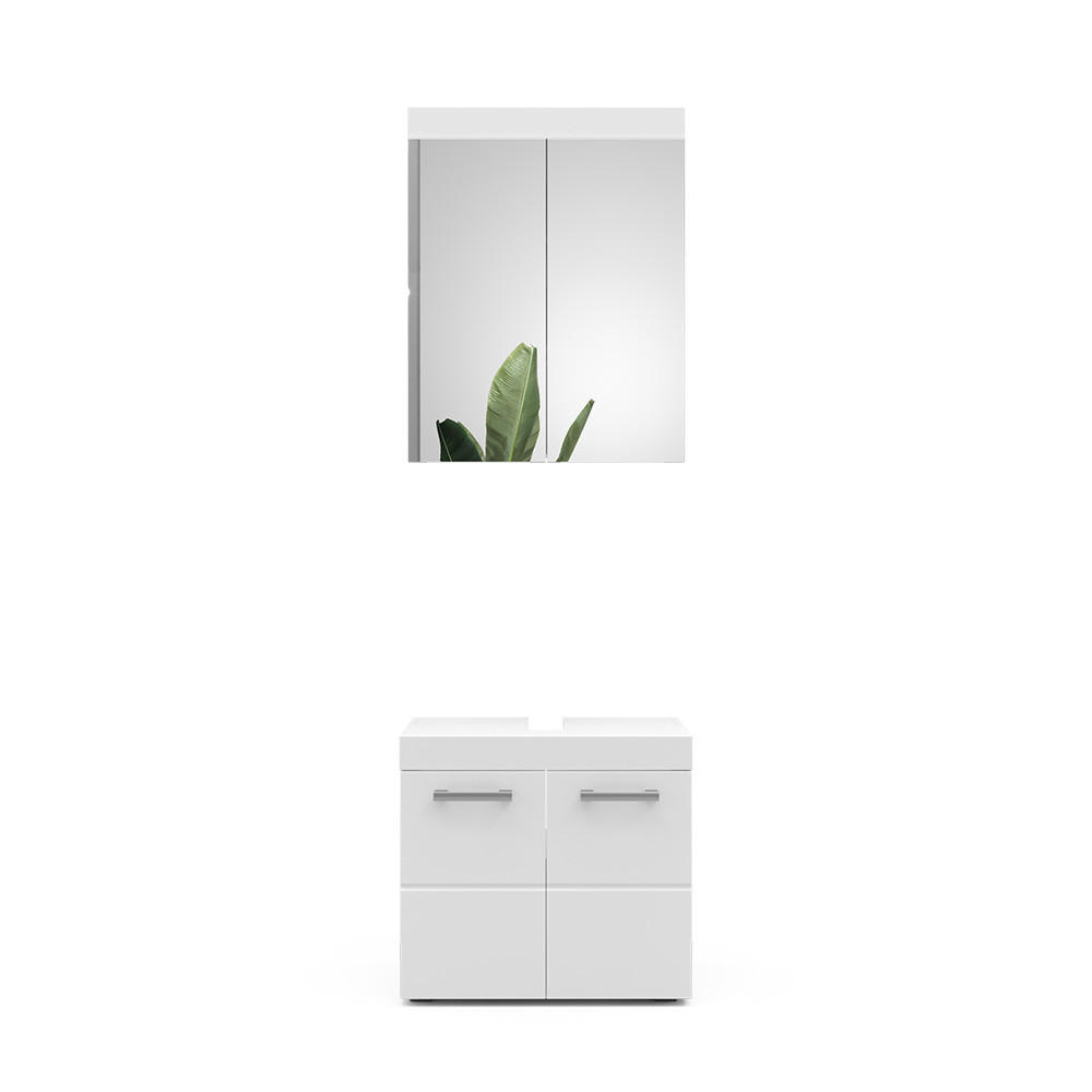 BADMÖBEL-SET Luna Weiß 2 Teile - Weiß, Holzwerkstoff (60/56/34cm) - Vicco