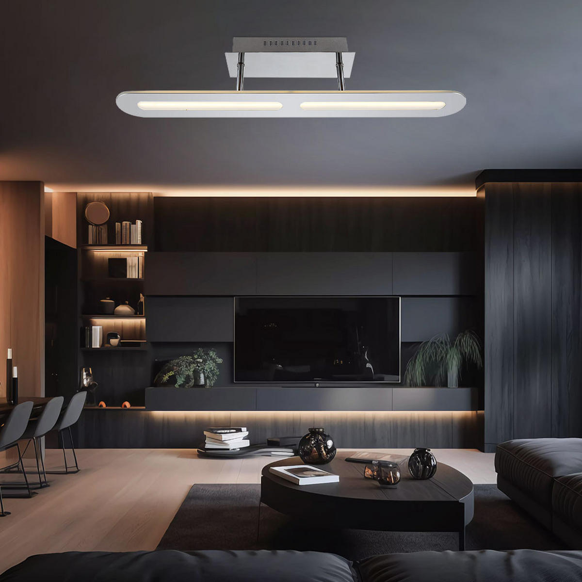 LED DECKENLEUCHTE FRIULI Silber Metall - Silberfarben, Metall (60/8/13cm) - Globo Lighting