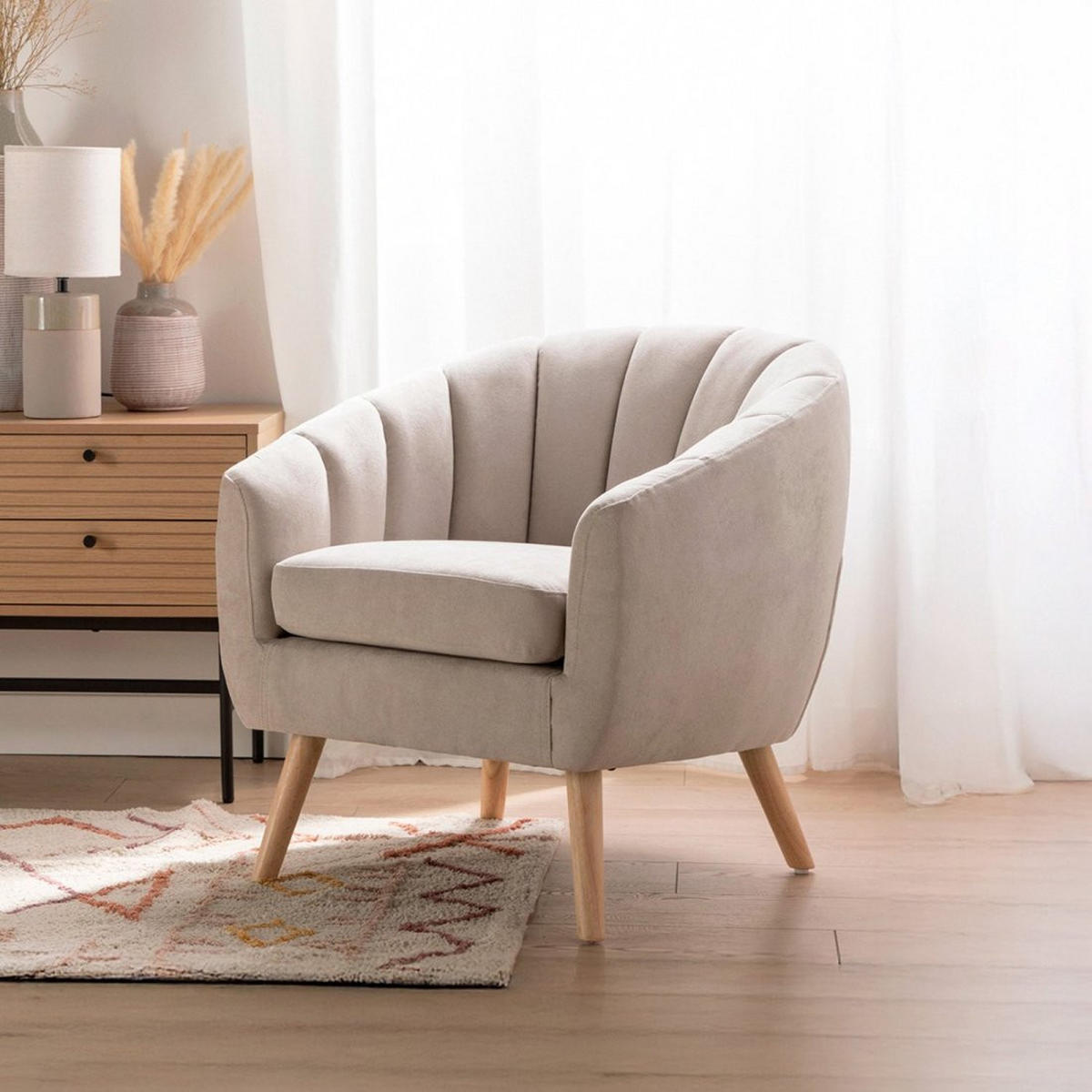 LESESESSEL MILER Beige 75 cm x 75 cm - Beige, Textil (75/75/70cm) - Klast Home