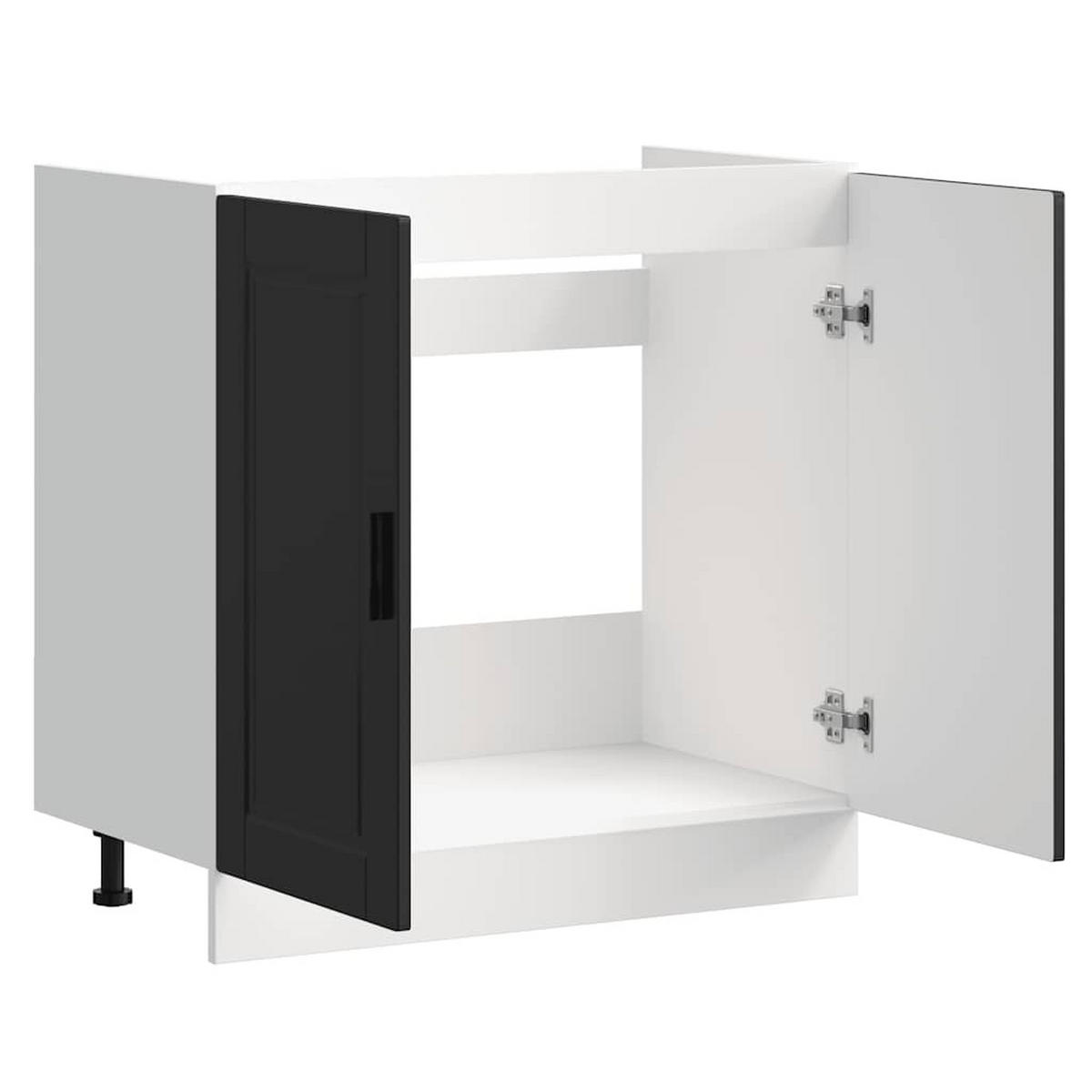 KÜCHENUNTERSCHRANK Porto 80/46/81,5 cm aus Holzwerkstoff Schwarz - Schwarz, Holz (80/81.5/46cm) - vidaXL