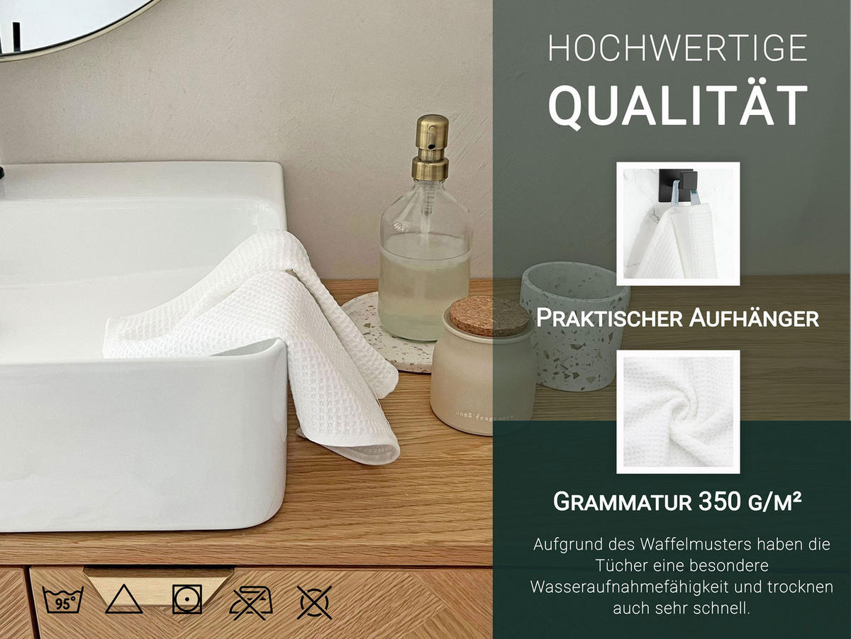 SEIFTÜCHER, 10er-Set, 30x30 cm, 100% Baumwolle, Weiß - Weiß, Textil (30/30cm) - Zollner