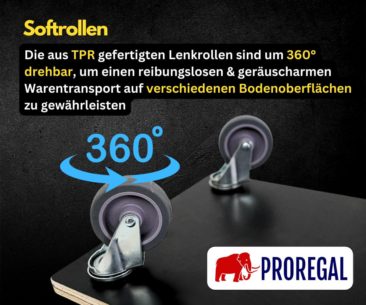 TRANSPORTROLLER 2er-Set mit 4 Rollen 11,5x30x60cm Traglast 200kg Siebdruck Holzplatte Schwarz - Schwarz, Holzwerkstoff (60/30/11.5cm) - PROREGAL