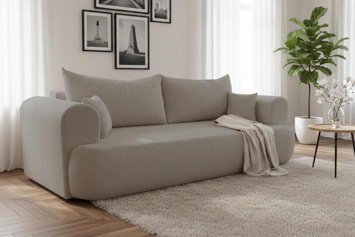 SCHLAFSOFA BRAVO 247/90 in Bouclé Grau-Beige - Graubraun, Holz/Holzwerkstoff (247/69/90cm) - Deine Möbel 24