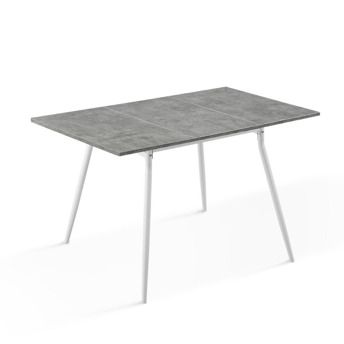 ESSTISCH JONTE 80-120/80/76 cm - Weiß/Grau, Holzwerkstoff/Metall (80/80/76cm) - B&D Home