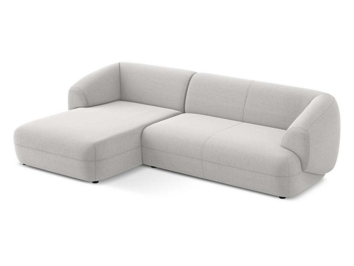 ECKSOFA Links Samt Stoff Grau - Silberfarben/Schwarz, Kunststoff/Textil (156/280cm) - Makamii