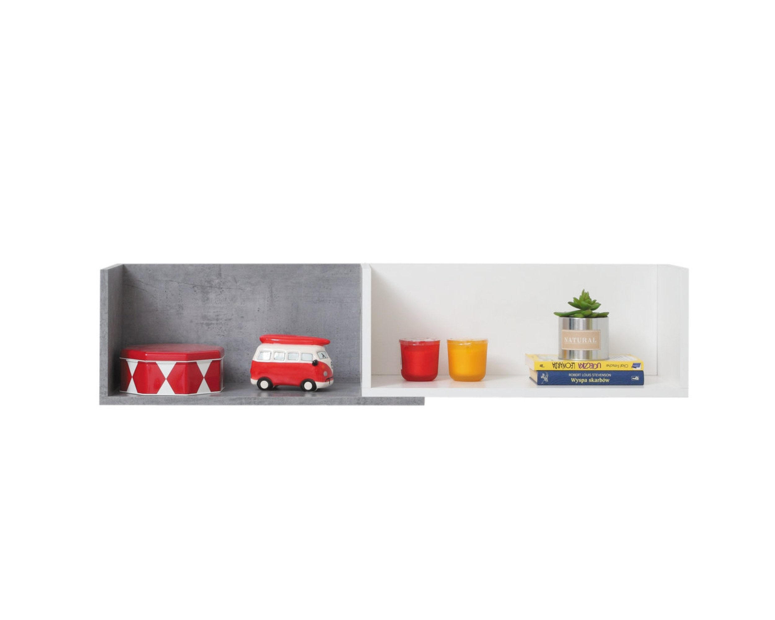 Deine Möbel 24 Kinder-Wandregal Weiß, Grau 110x25x25 cm