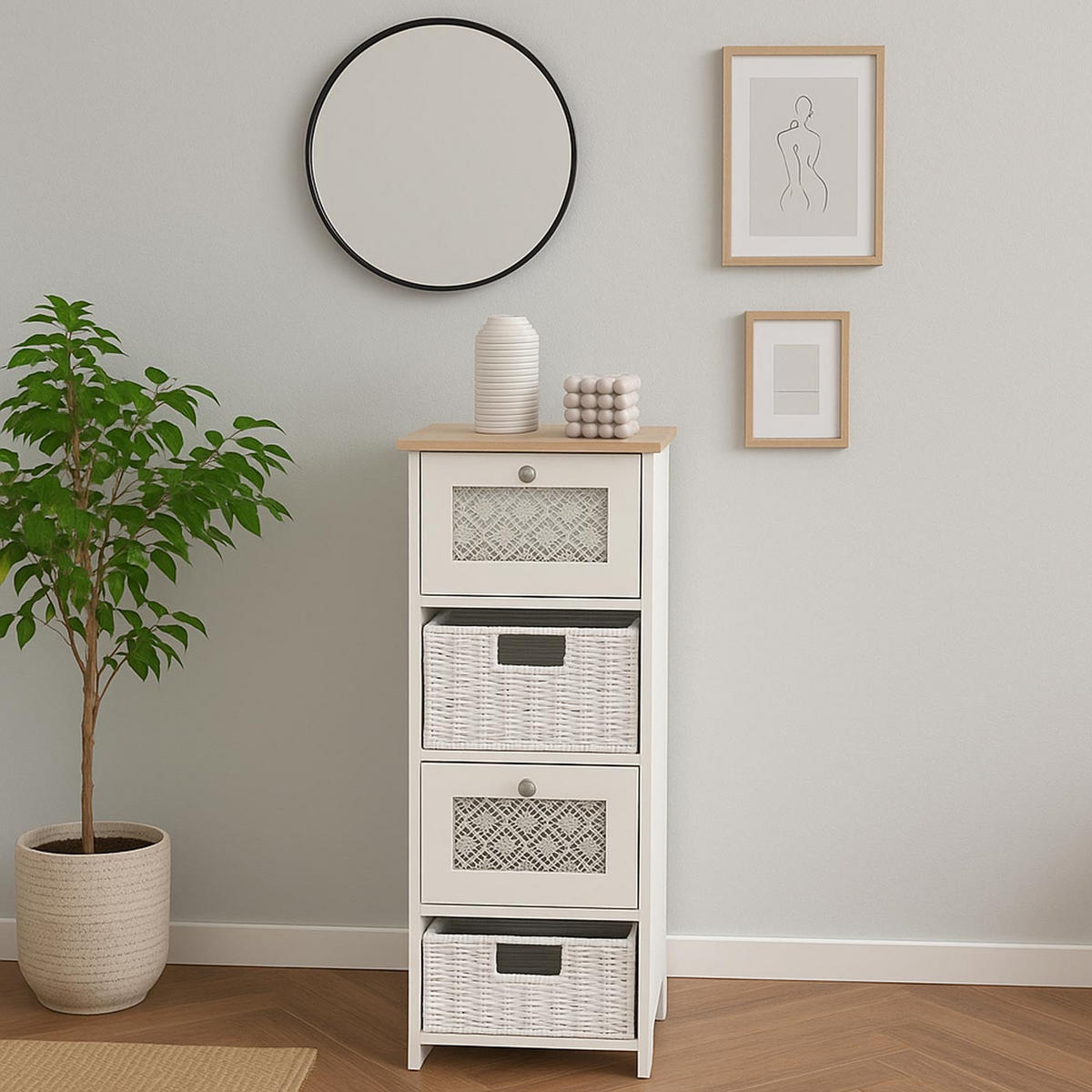 KOMODA Bílá - bílá, dřevo (30/82/30cm) - MCW