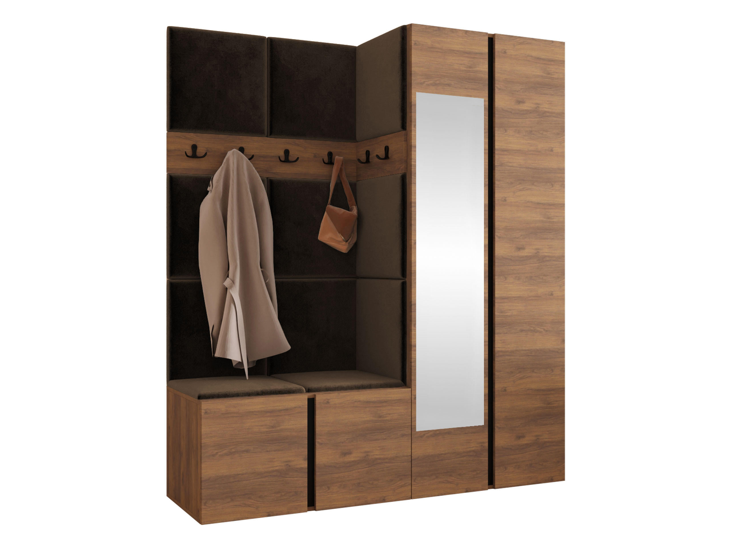 GARDEROBEN-SET Orion XII - Nussbaumfarben/Braun, Holzwerkstoff/Kunststoff (158/186/46cm) - MIRJAN24