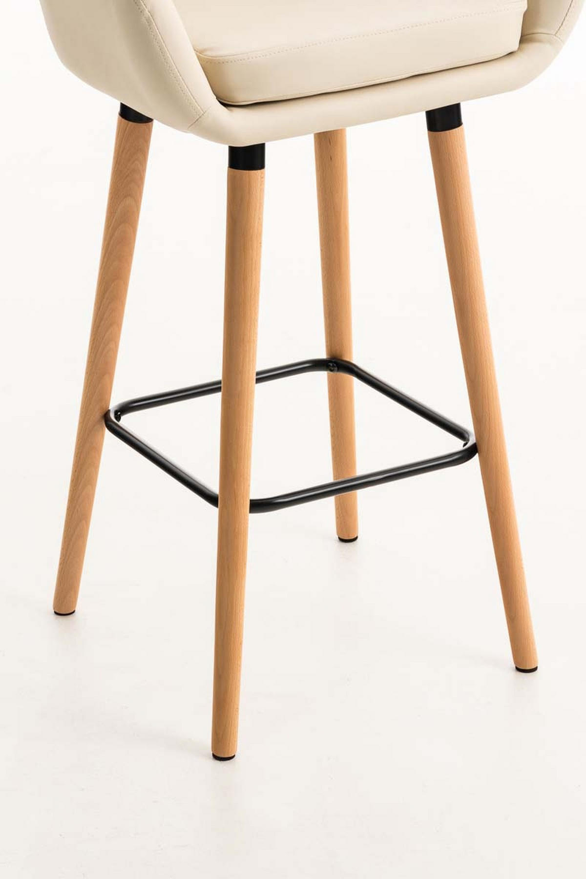 BARHOCKER Grande, Gestell Holz, Kunstleder Creme - Creme/Braun, Holz/Kunststoff (55/99/46cm) - TPFLiving