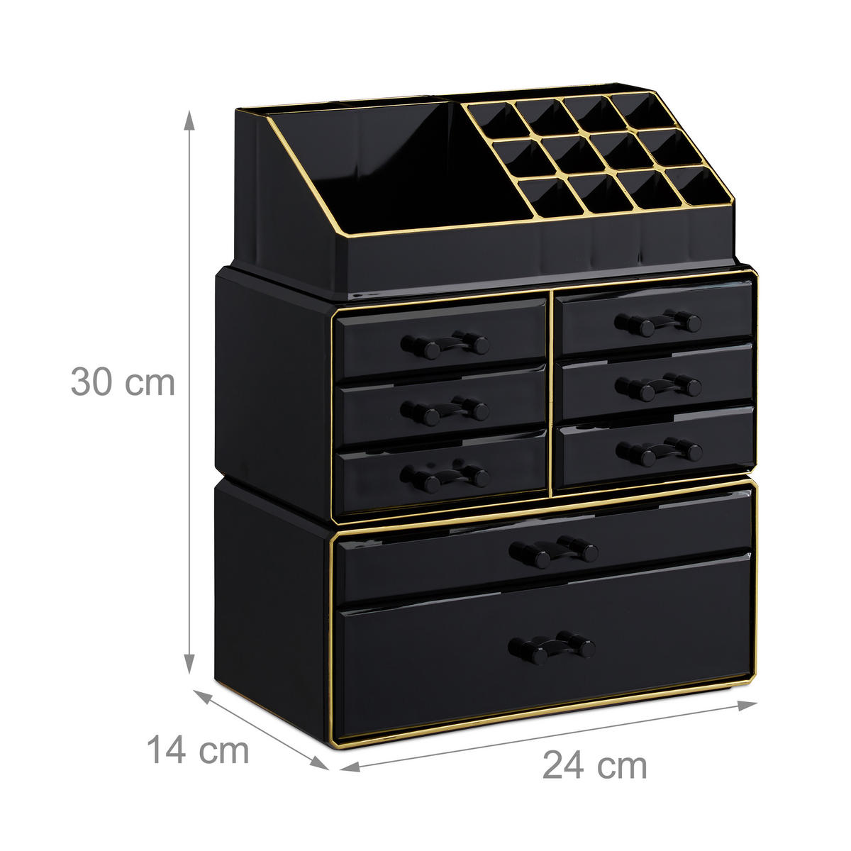 MAKEUP Organizer - Multicolor, Kunststoff (24/30/14cm) - Relaxdays