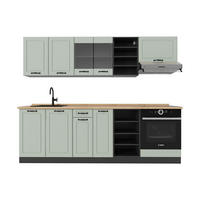 KÜCHENZEILE R-Line, Mint Landhaus/Anthrazit, 240 cm Arbeitsplatte Goldkraft Eiche - Anthrazit/Grün, Holzwerkstoff (240/206.8/60cm) - Vicco