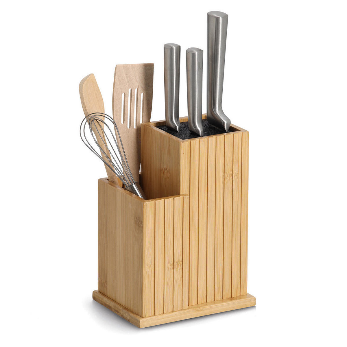 MESSERBLOCK aus Bambus mit Organizer 17,2/12,5/23,3 cm - Beige, Naturmaterialien (12.5/23.3/17.2cm) - ZELLER