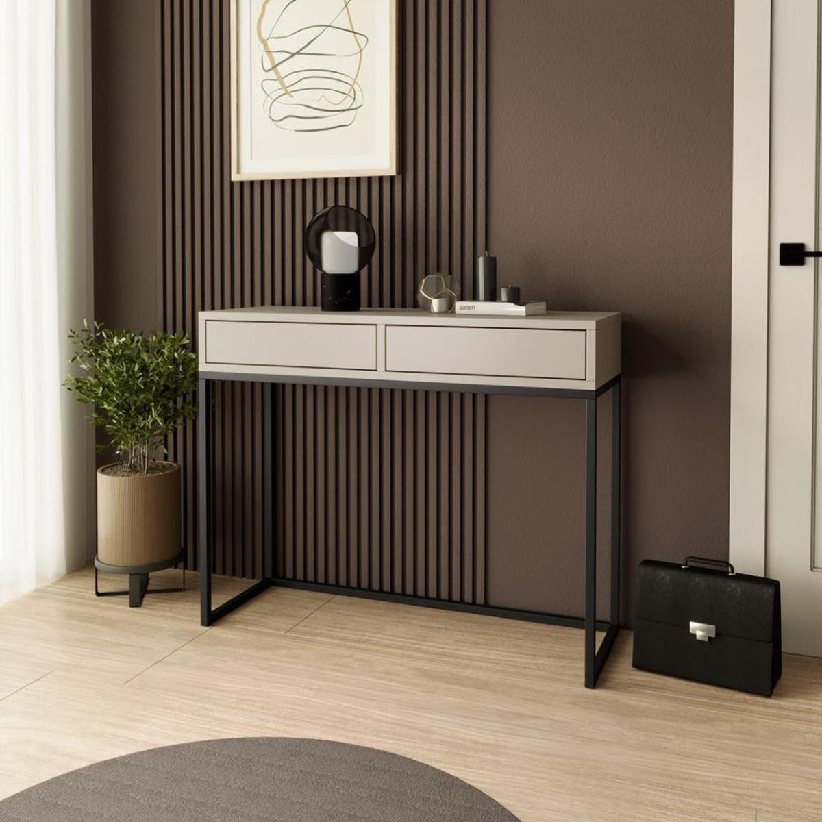 KONSOLENTISCH Lango 100/85/35 kaschmir mit schwarzen Metallbeinen - Kaschmir/Schwarz, Holzwerkstoff/Metall (35/100/85cm) - Beautysofa