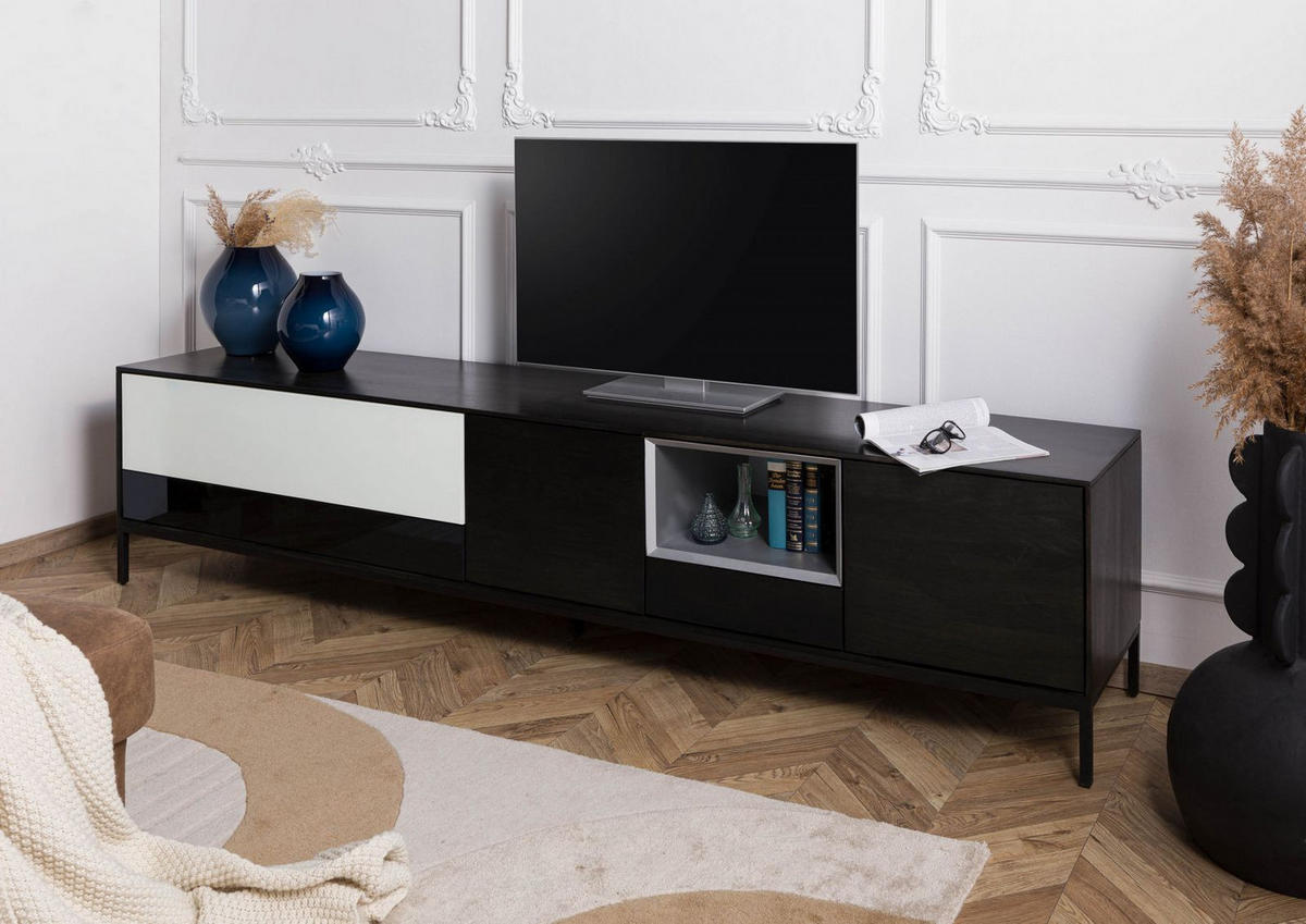 TV-BOARD Mango 240x45x55 dunkelgrau geölt CHICAGO #203 - Grau, Holz (45/55/240cm) - Massivmoebel24