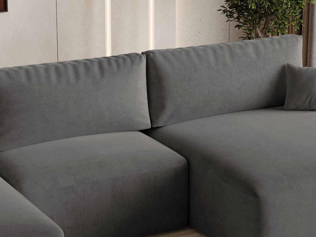 ECKSOFA U Serene Dunkelgrau - Dunkelgrau, Holz/Textil (391/145cm) - Graingold