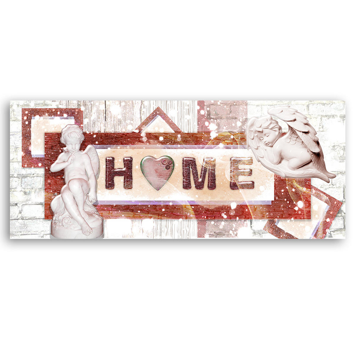 WANDBILD roter schriftzug home - Weiß, Textil (90/30cm) - Feeby