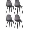 STUHL 4er Set Samt Dunkelgrau - Dunkelgrau/Schwarz, Textil/Metall (44/88/51cm) - CLP