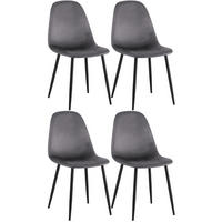 STUHL 4er Set Samt Dunkelgrau - Dunkelgrau/Schwarz, Textil/Metall (44/88/51cm) - CLP