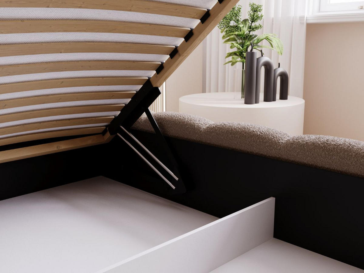 POLSTERBETT Cloud Low 200x200 Bouclé-Stoff Braun - Braun, Textil (200/200cm) - Graingold