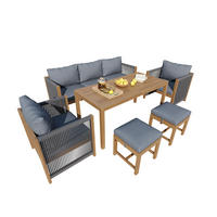 ESSGRUPPE 6-tlg. Grau 3er-Sofa 2 Einzelsofas 2 Hocker - Grau, Textil - FLIEKS