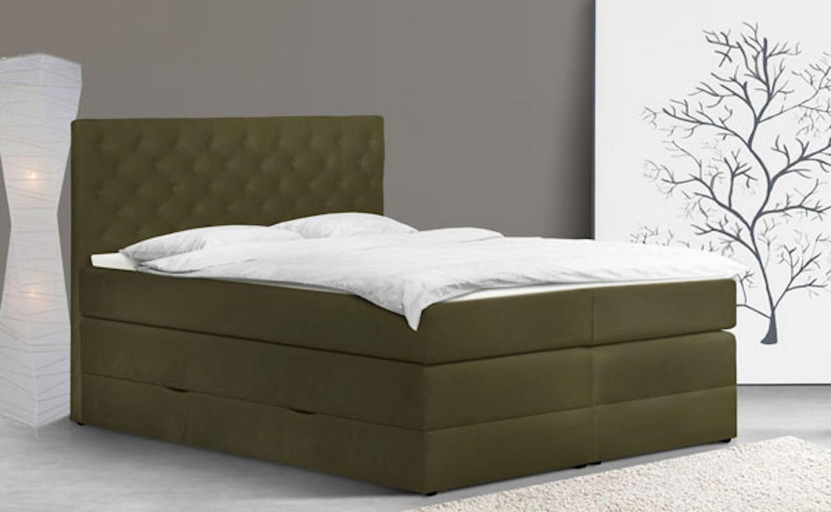 BOXSPRINGBETT Jahvis oliv 163 / 212 / 123cm - Grün, Holz/Holzwerkstoff (160/200cm) - Feldmann-Wohnen