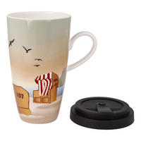 KÜNSTLERTASSE mit Deckel Sunset Mood, Scandic Home, Fine Bone China, Bunt, 15 cm - Multicolor, Keramik (0.4L) - Goebel
