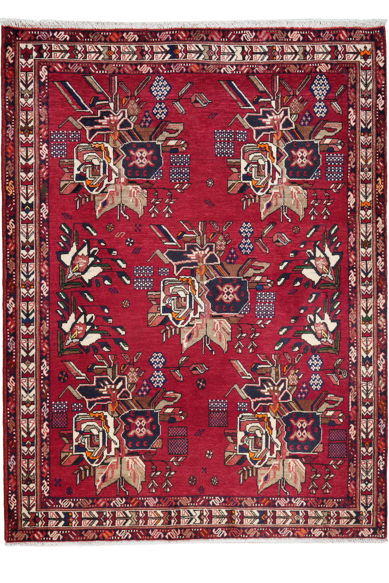 TEPPICH Afshar Rot 182/136 cm Schurwolle - Rot, Textil (136/182cm) - Looma