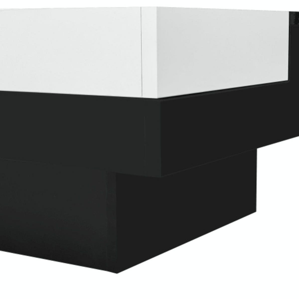 COUCHTISCH Schwarz-weiß aus Spanplatte mit Hochglanzoberfläche und LED-Streifen 72×72×30 cm - Schwarz, Holzwerkstoff (72/72/30cm) - Luhomfu
