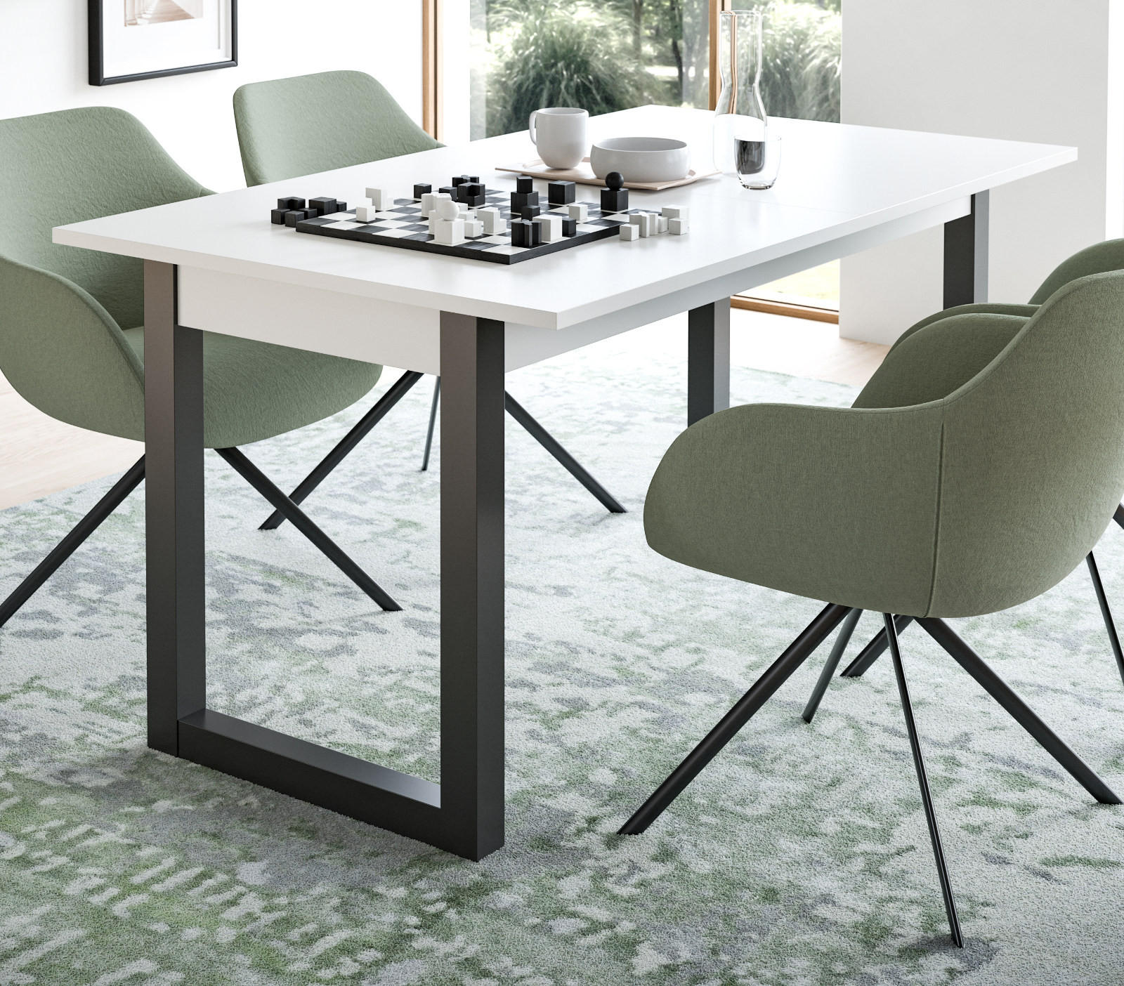 ESSTISCH weiß, grau 150 - 190 cm, Küchentisch ausziehbar - Dunkelgrau/Weiß, Holzwerkstoff/Metall (150/90/76cm) - Inn.Furn