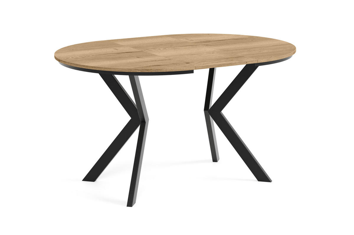 ESSTISCH EVO mit Felge - Eichefarben/Schwarz, Holzwerkstoff/Metall (100/100/76cm) - Meblini