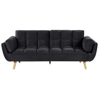 3-SITZER-SCHLAFSOFA Samtstoff Schwarz Asby - Schwarz, Textil (218/82/83cm) - Beliani
