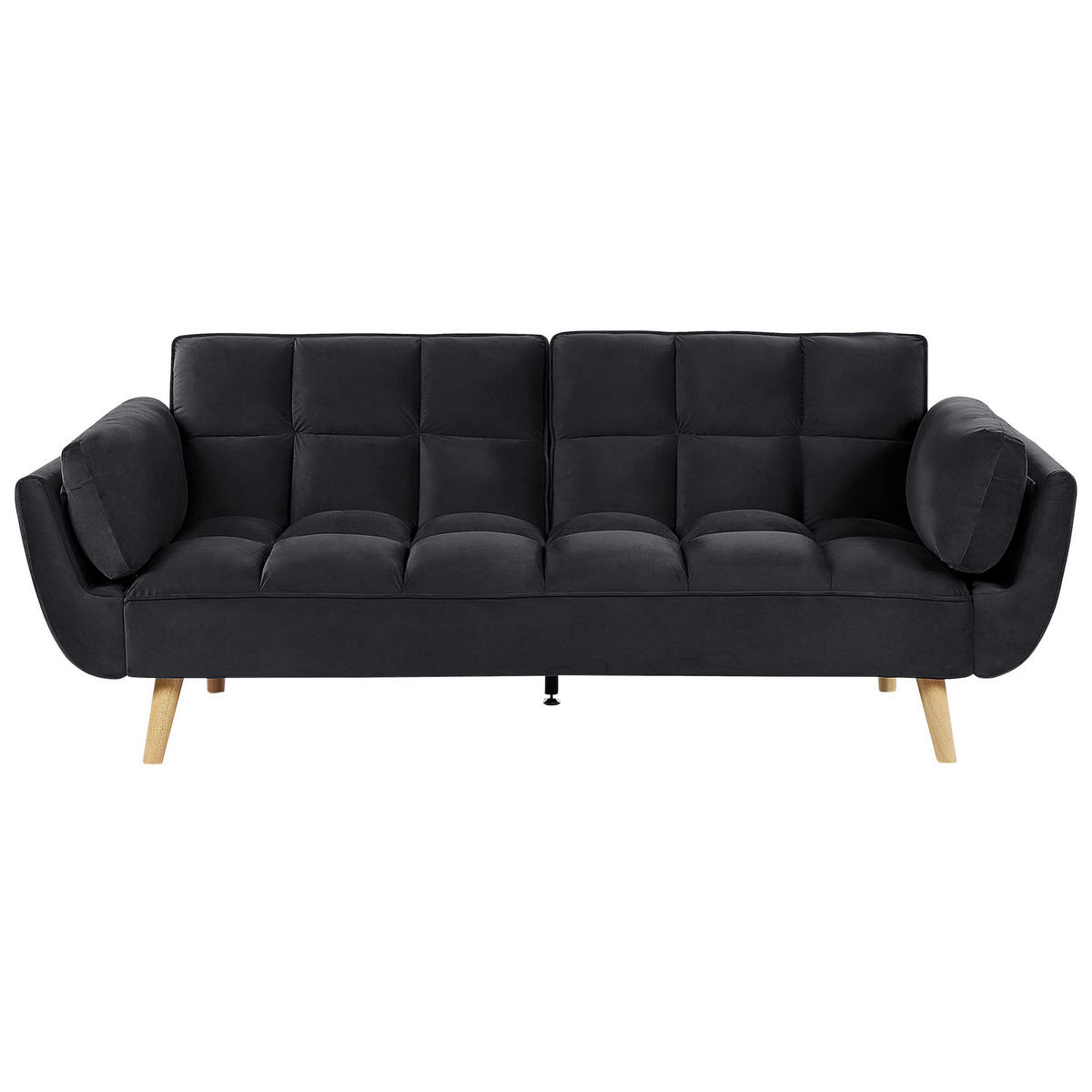 3-SITZER-SCHLAFSOFA Samtstoff Schwarz Asby - Schwarz, Textil (218/82/83cm) - Beliani