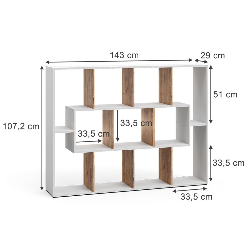 RAUMTEILER Weiß/Goldkraft Eiche 107.2 x 143 cm - Honigeiche/Weiß, Holzwerkstoff (107.2/143/29cm) - Vicco