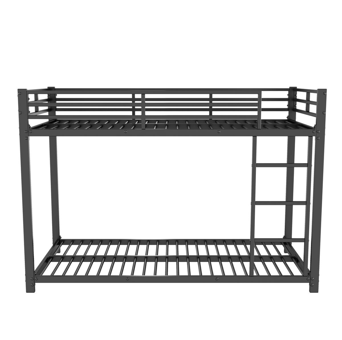 ETAGENBETT aus Metall 90x200 cm Schwarz mit Sicherheitsleisten, 2 Lattenrosten und platzsparender Bauweise - Schwarz, Metall (90/200cm) - Modfu