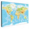 LEINWANDBILD Weltkarte - Statistisch - Blau - Erde - Bildung Gemälde 60x40 cm - Blau, Textil (60/40cm) - MuchoWow