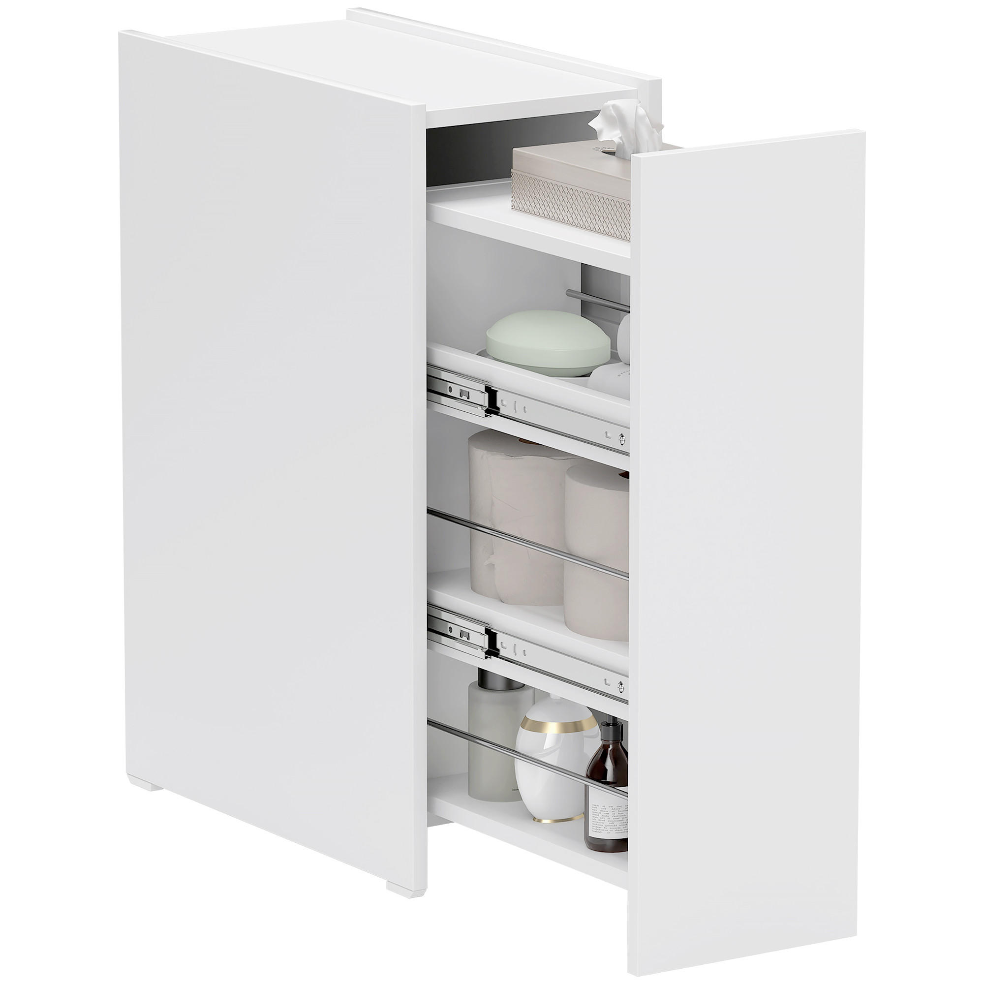 BADEZIMMERSCHRANK Weiß 47/25/66,5 cm - Weiß, Holzwerkstoff (47/66.5/25cm) - PANGIVO
