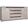 SIDEBOARD Sylt Sandgrau Hochglanz / Brombeer Hochglanz - Sandfarben, Holzwerkstoff (166.5/75.5/35cm) - Vladon
